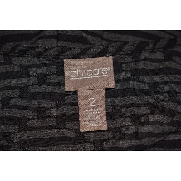 CHICO'S $65 Black Gray Textured Asymmetrical Hem Tunic Top Chico's 2 / US Large - Picture 3 of 3